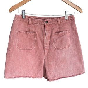Sadie & Sage Denim Skirt . Dusty rose . Front pleat